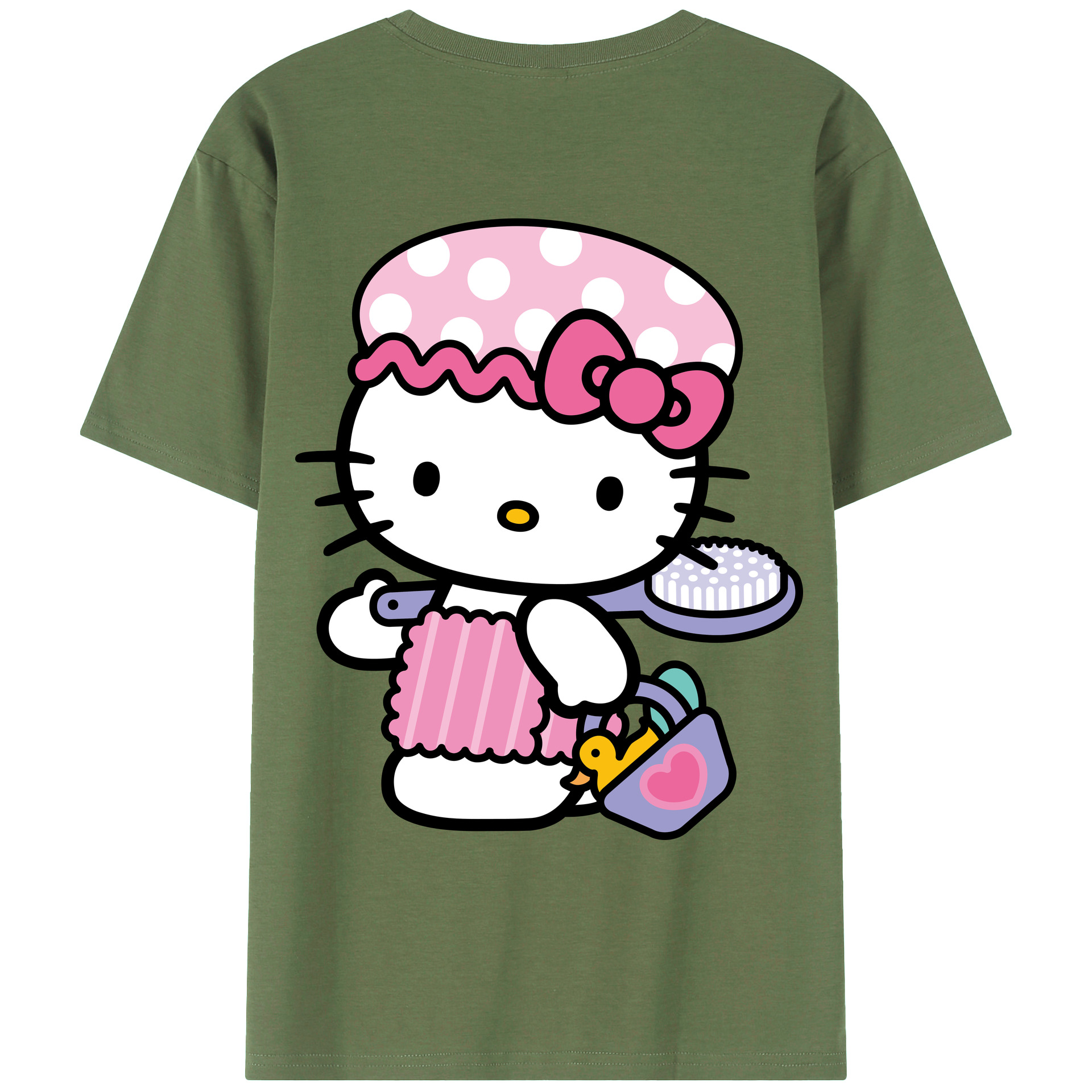 （画像用） Hello Kitty ハローキティ 綿100％ メンズ半袖Tシャツ（バックプリント） 通気性